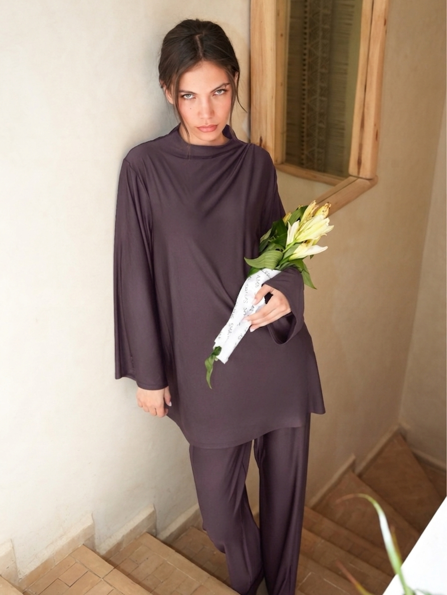 BURKINI DRAPE - AUBERGINE