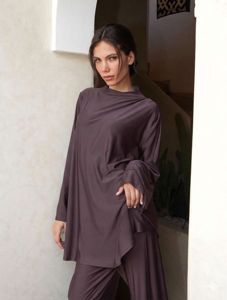 BURKINI DRAPE - AUBERGINE